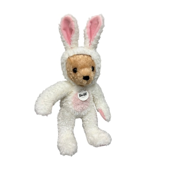 steiff Other - Steiff Teddy Bear in Easter Bunny Costume White Brown Hase Plush 114052 Tag